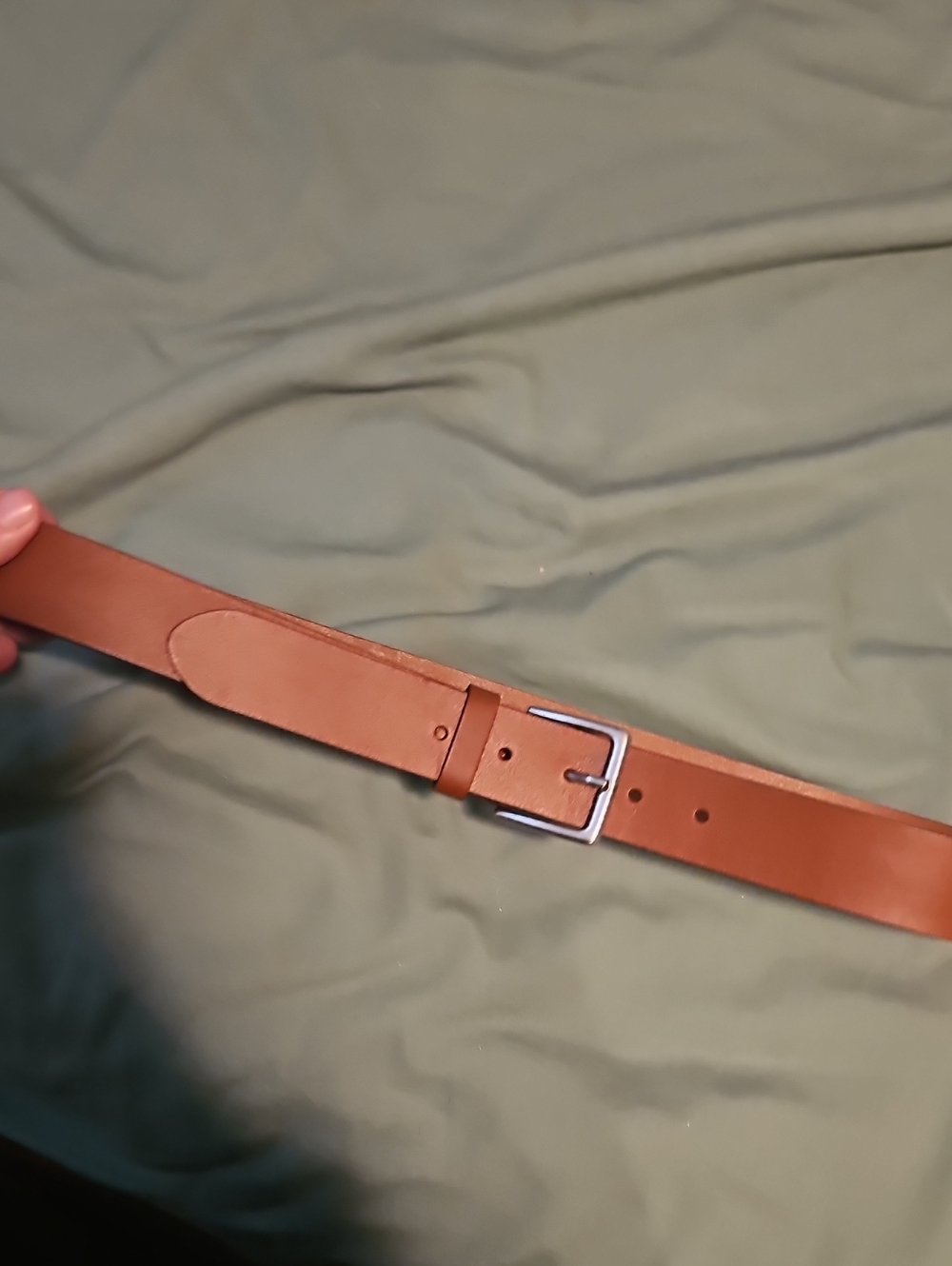 H&M Brown Leather Men's Belt with Silver Buckle